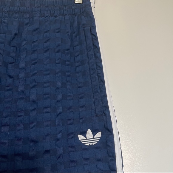 SOLD NEW w tag ADIDAS MED Banyan seersucker 3 stripe checker trackpant navy blue - Picture 8 of 12